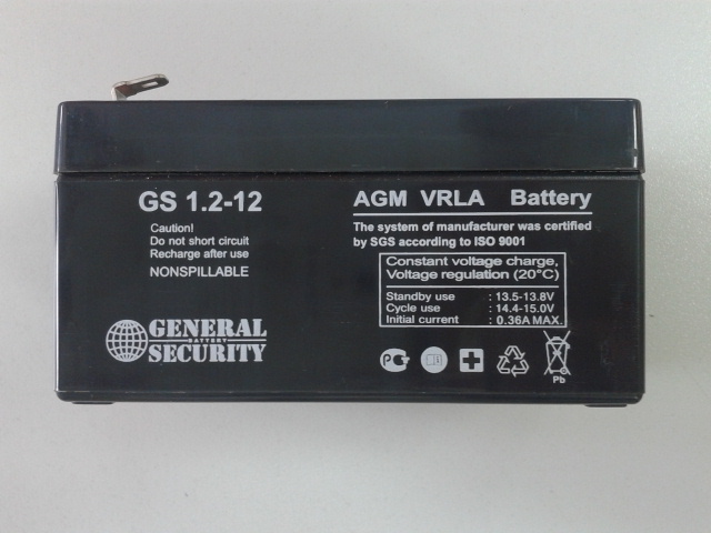 батарея General Security GS 1,2-12 (GS1,2-12) 1.2ah 12V - купить в Нижнем Новгороде